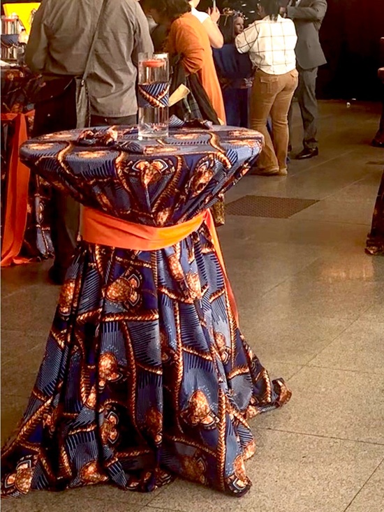 Other - 5 - Blue & Orange Ankara Print Cocktail Table Cover - 132” Round